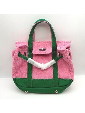 Sunwin Boatkin Madaket Small Tote Bag Pink Green Terry Cloth NWOT